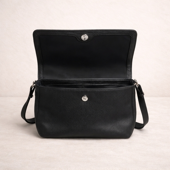 Rae Dunn Black Pebbled Leather Medium Shoulder Crossbody Adjustable Strap - Picture 5 of 8